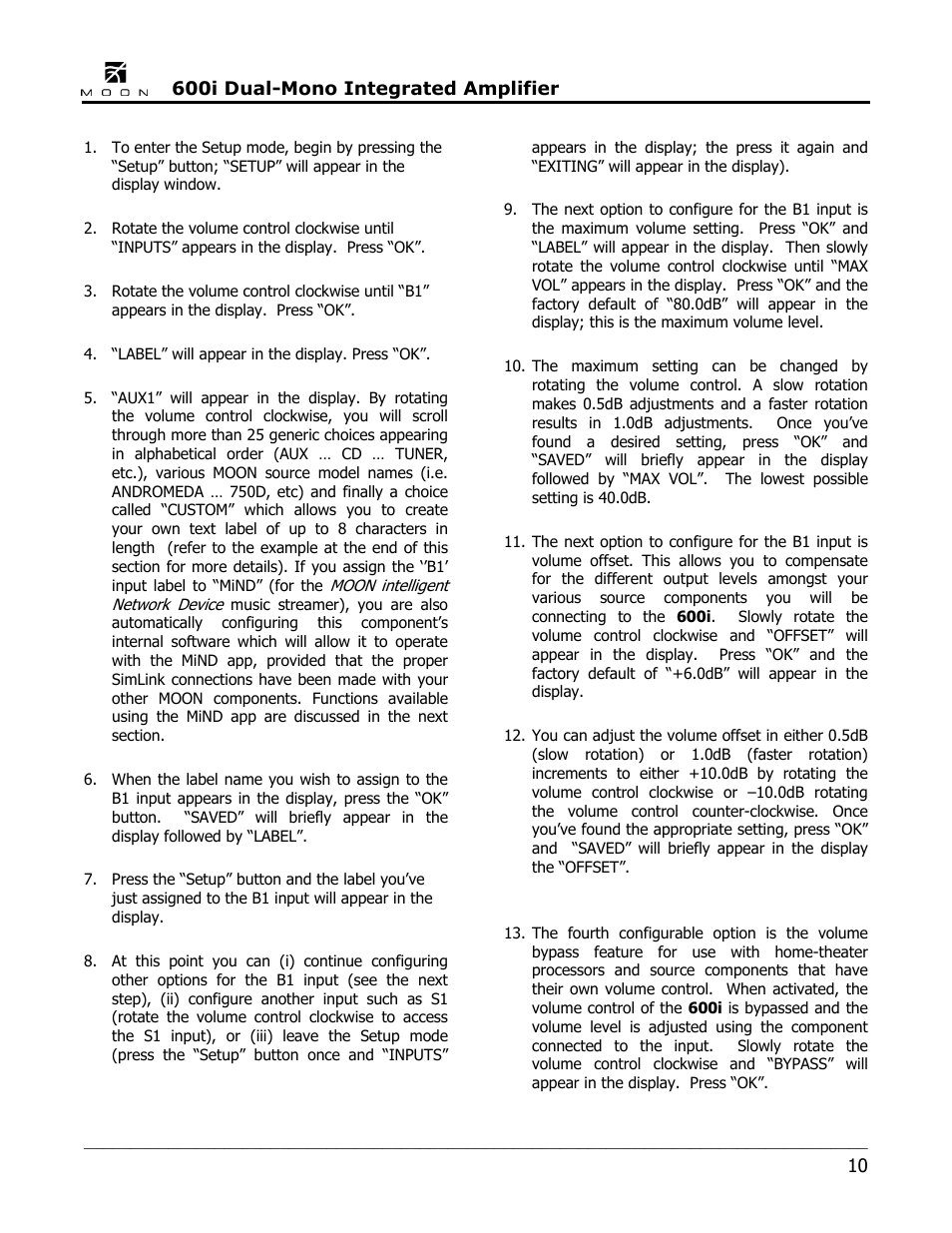 Simaudio 600i Integrated Amplifier User Manual | Page 10 / 24