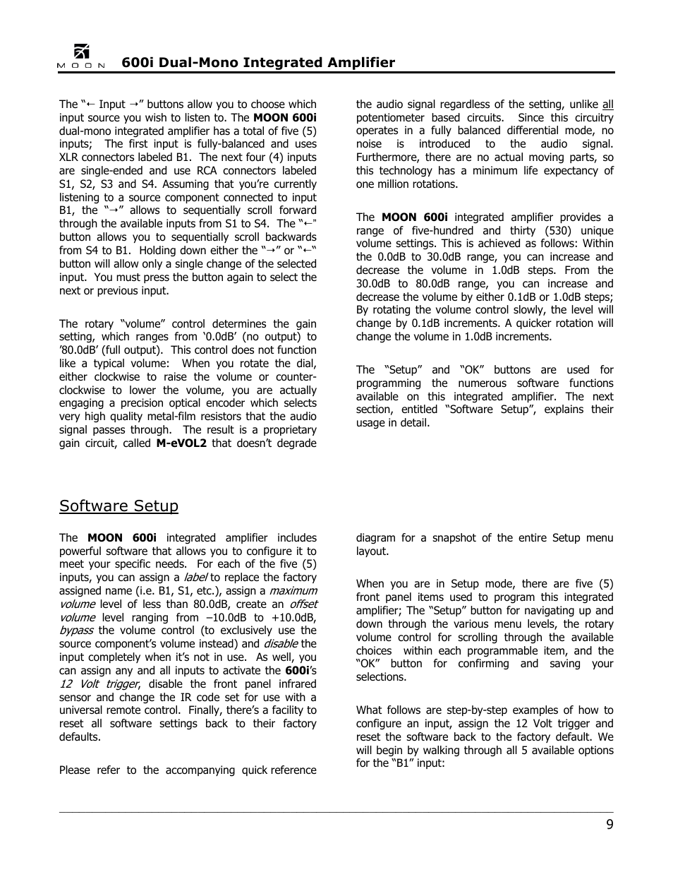 Software setup | Simaudio 600i Integrated Amplifier User Manual | Page 9 / 24