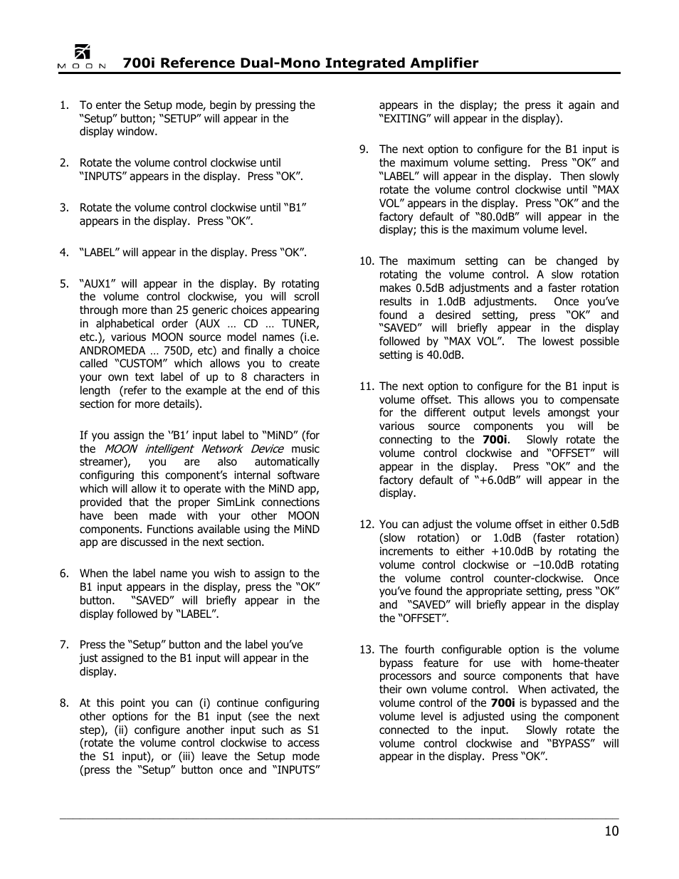 Simaudio 700i Integrated Amplifier User Manual | Page 10 / 24