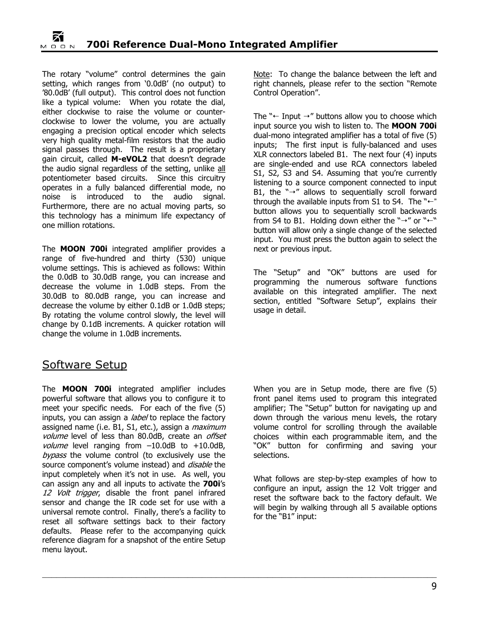 Software setup | Simaudio 700i Integrated Amplifier User Manual | Page 9 / 24