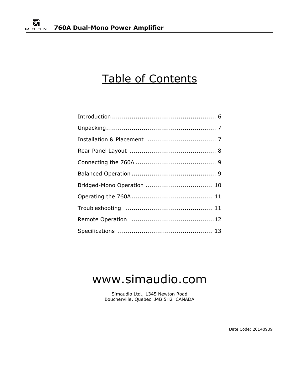 Simaudio 760A Amplifier User Manual | Page 5 / 16