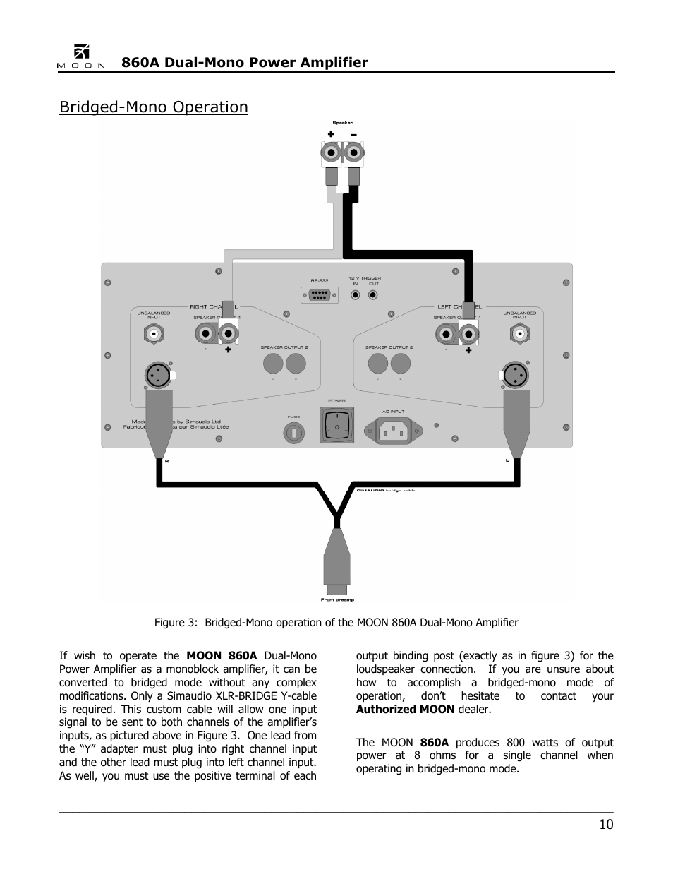 Bridged-mono operation | Simaudio 860A Amplifier User Manual | Page 10 / 16