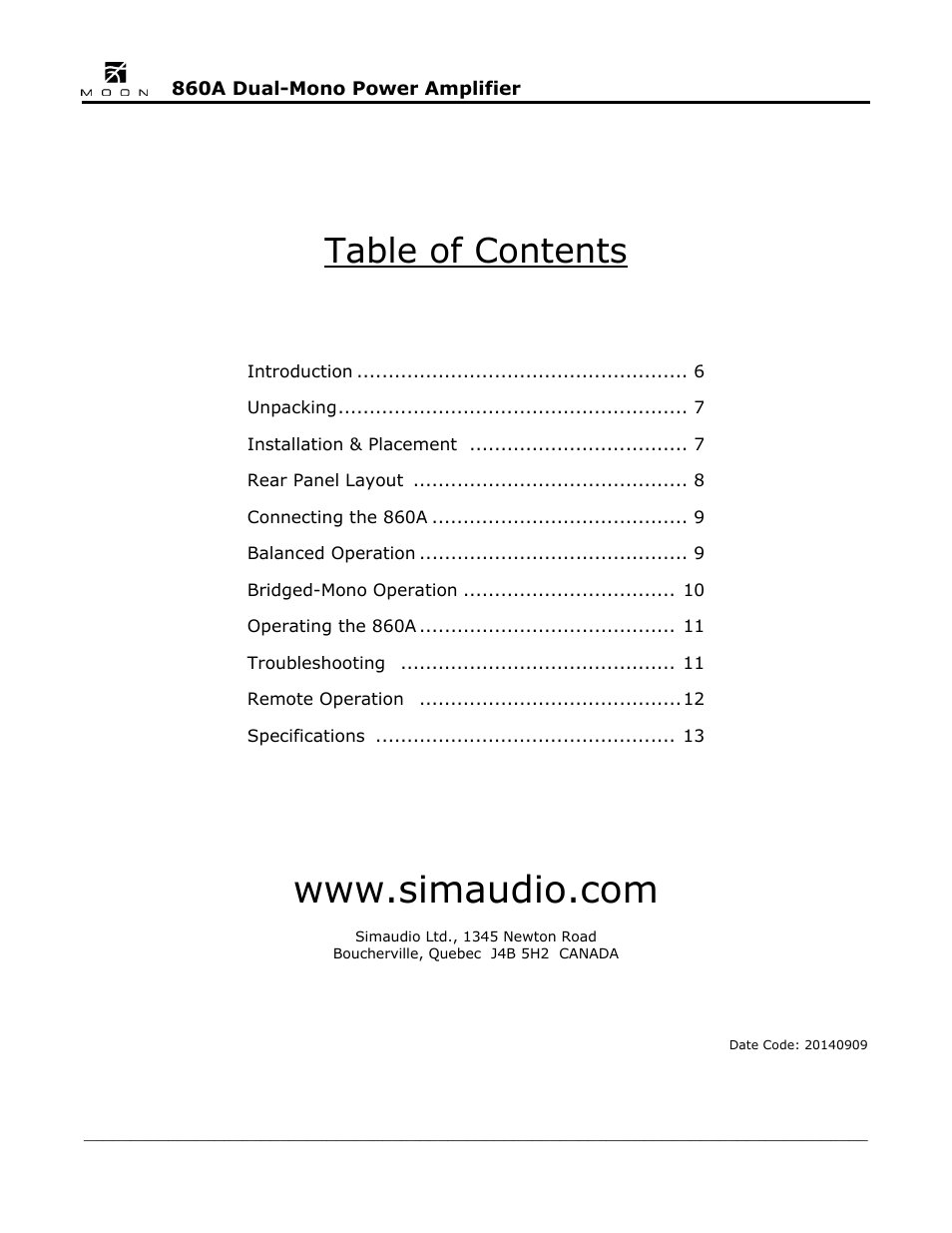 Simaudio 860A Amplifier User Manual | Page 5 / 16