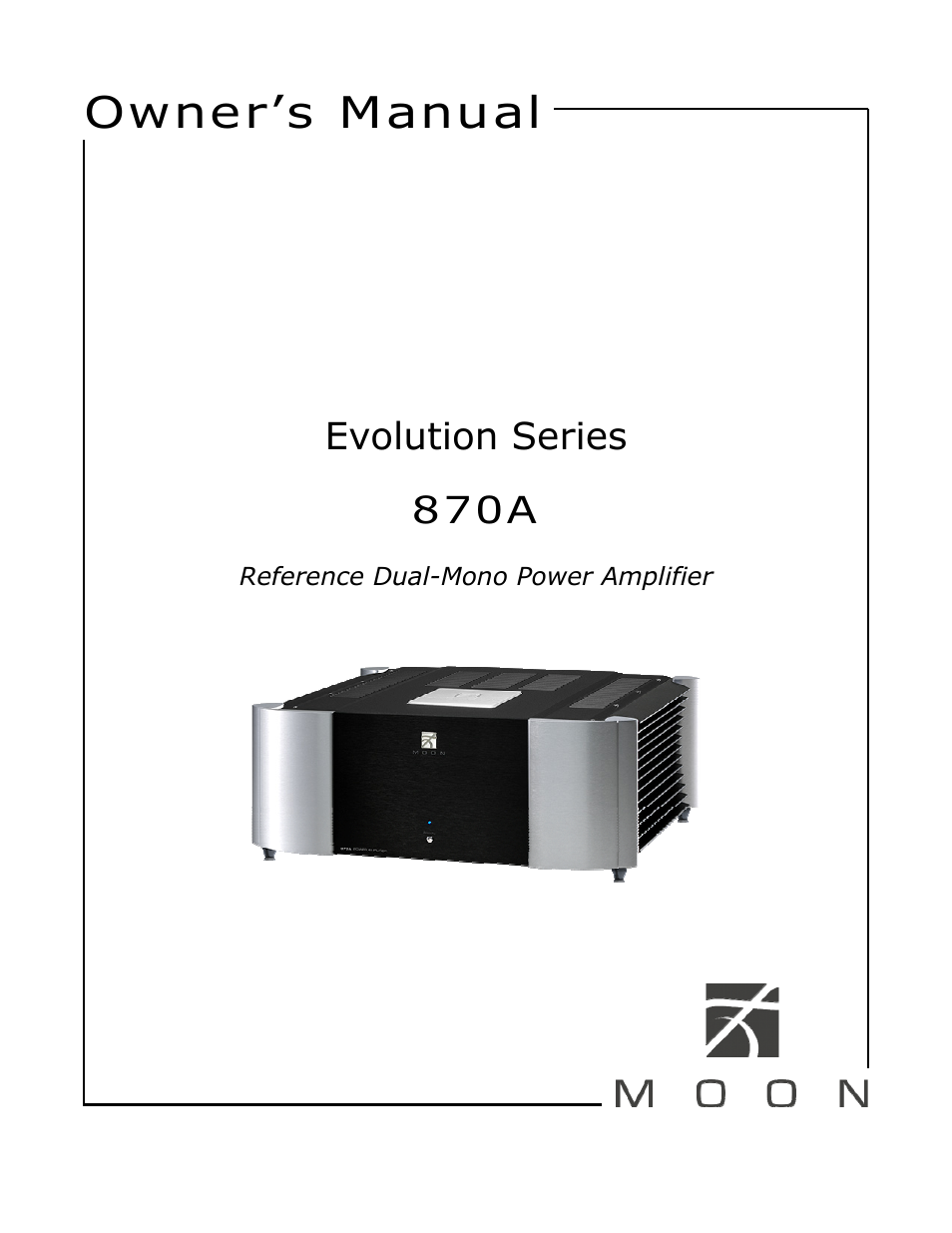 Simaudio 870A Amplifier User Manual | 16 pages