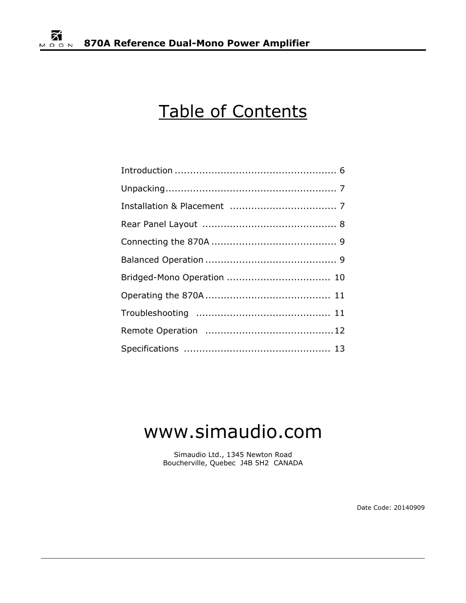 Simaudio 870A Amplifier User Manual | Page 5 / 16