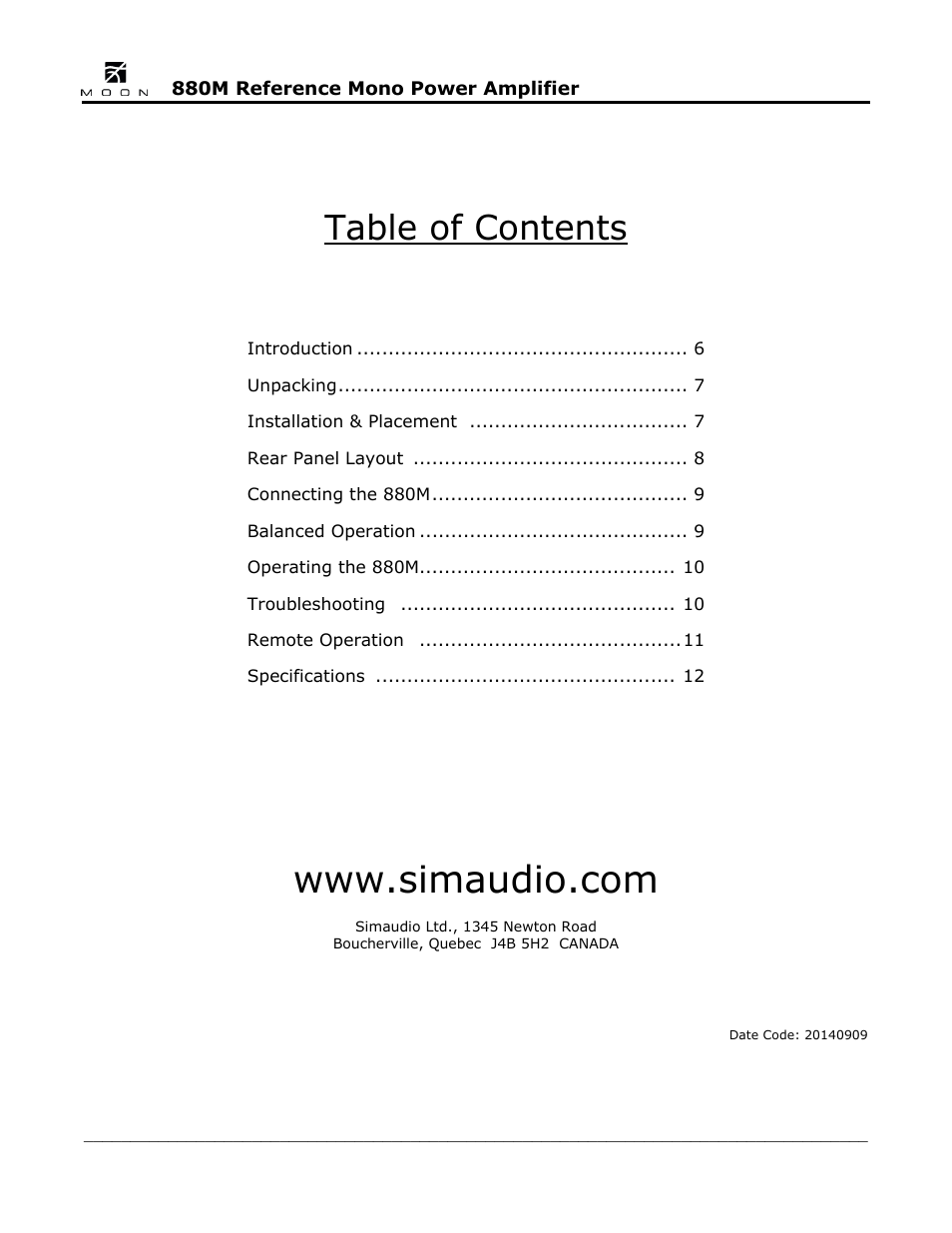 Simaudio 880M Amplifier User Manual | Page 5 / 16