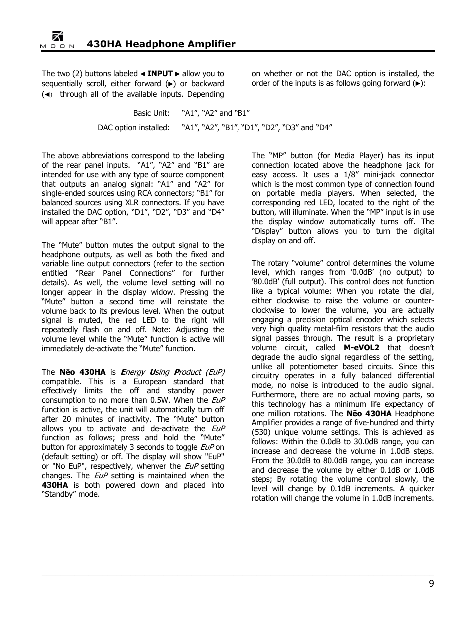 Simaudio Neo 430HA Headphone Amplifier User Manual | Page 9 / 20