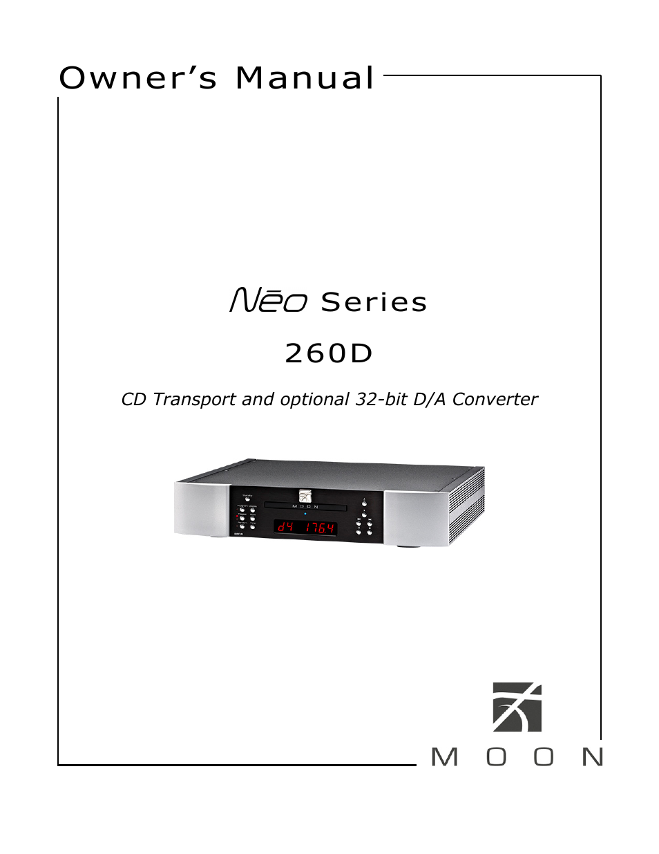 Simaudio Neo 260D CD Transport / DAC User Manual | 16 pages