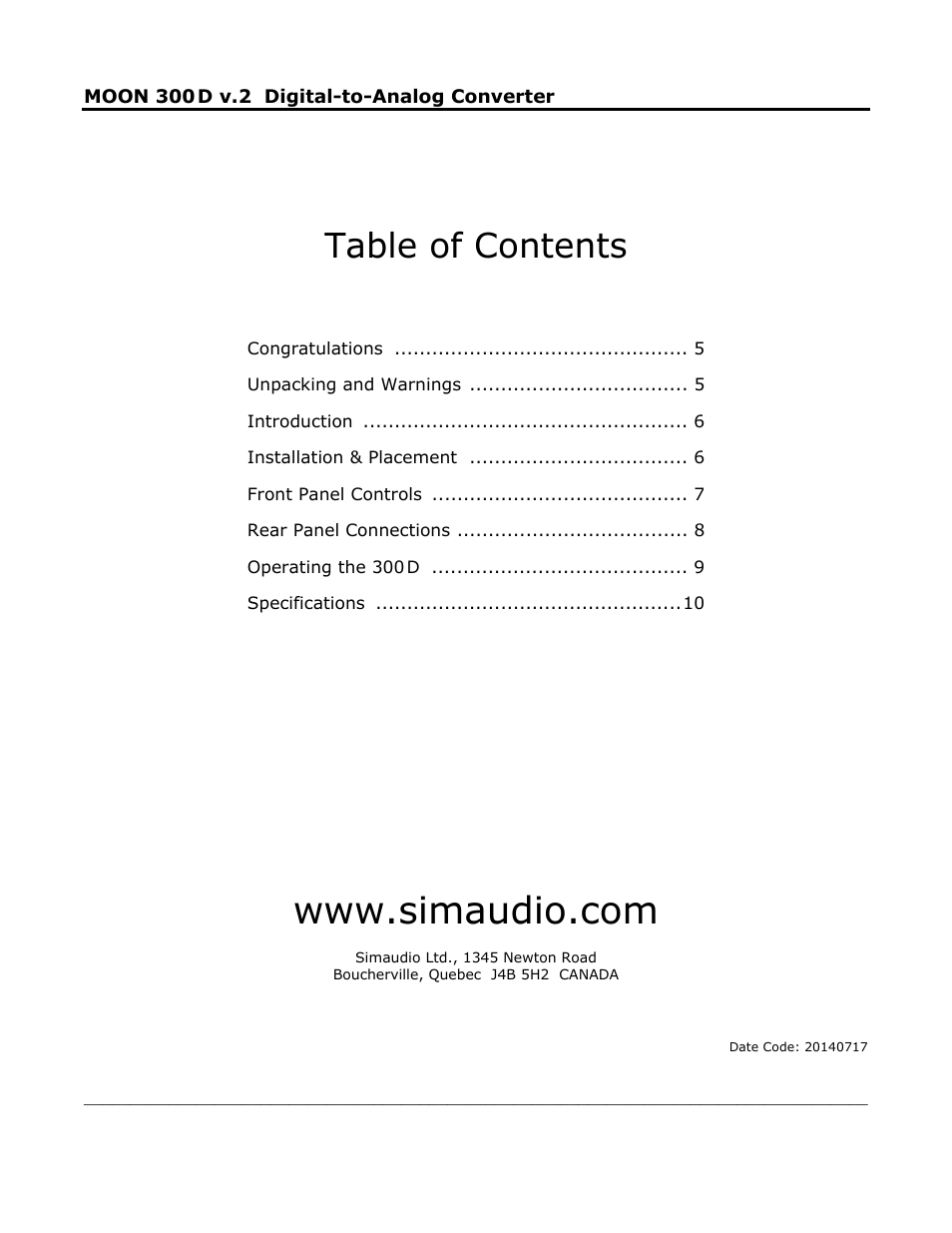 Simaudio 300D v.2 DAC User Manual | Page 4 / 10