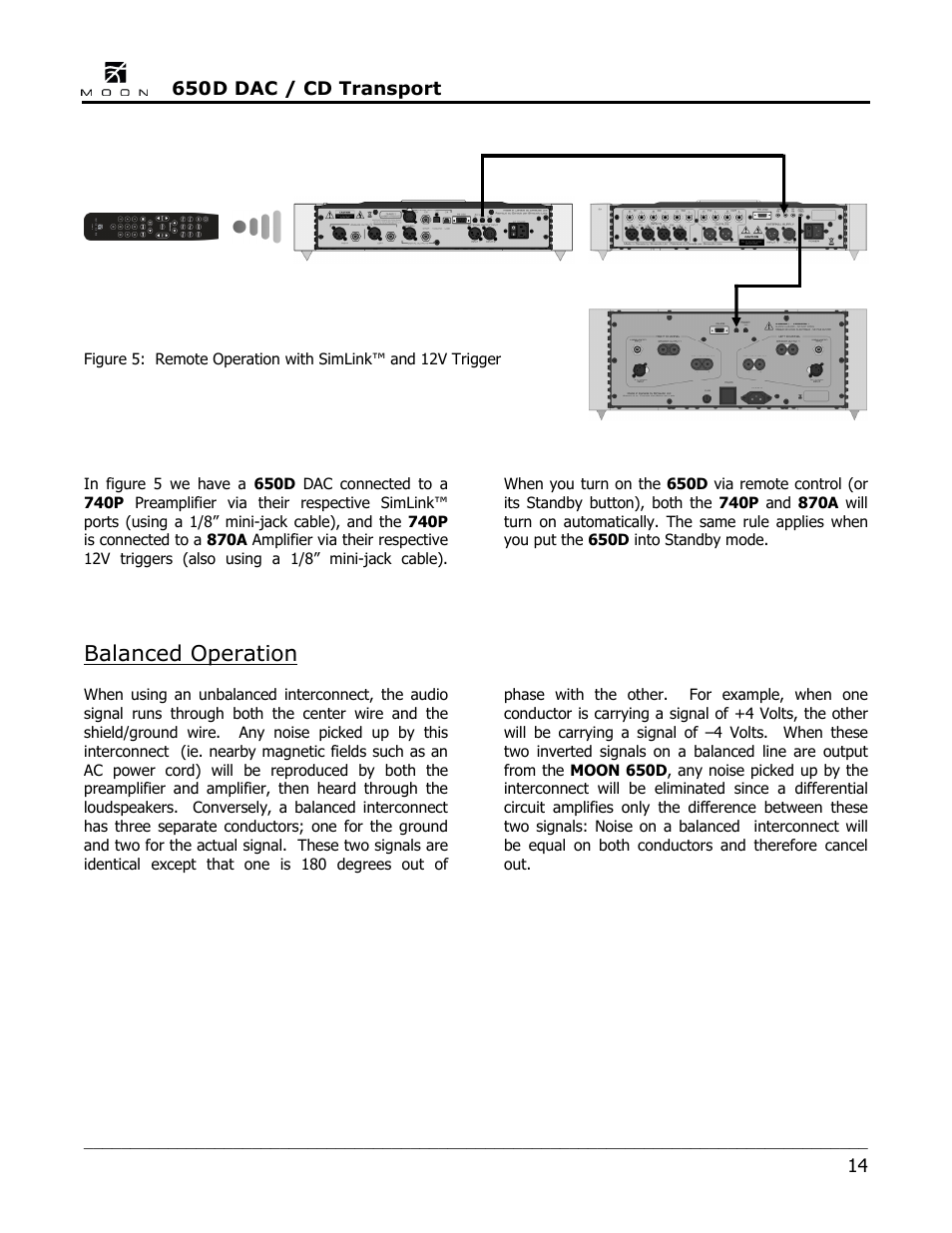 Balanced operation | Simaudio 650D DAC User Manual | Page 14 / 16