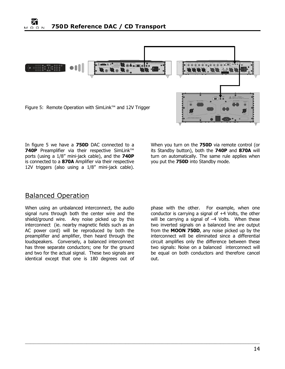Balanced operation | Simaudio 750D DAC User Manual | Page 14 / 16
