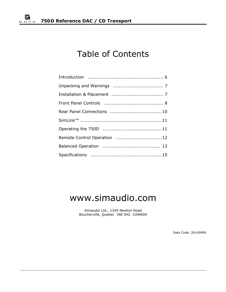 Simaudio 750D DAC User Manual | Page 5 / 16