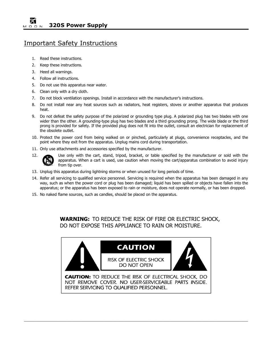 Important safety instructions | Simaudio 320S Power Supply User Manual | Page 3 / 12