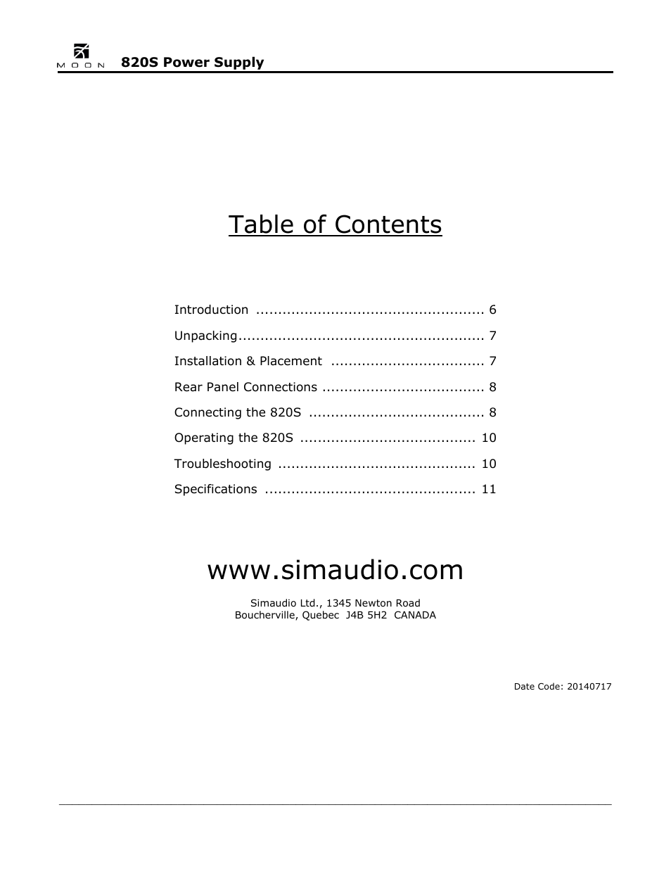 Simaudio 820S Power Supply User Manual | Page 5 / 12