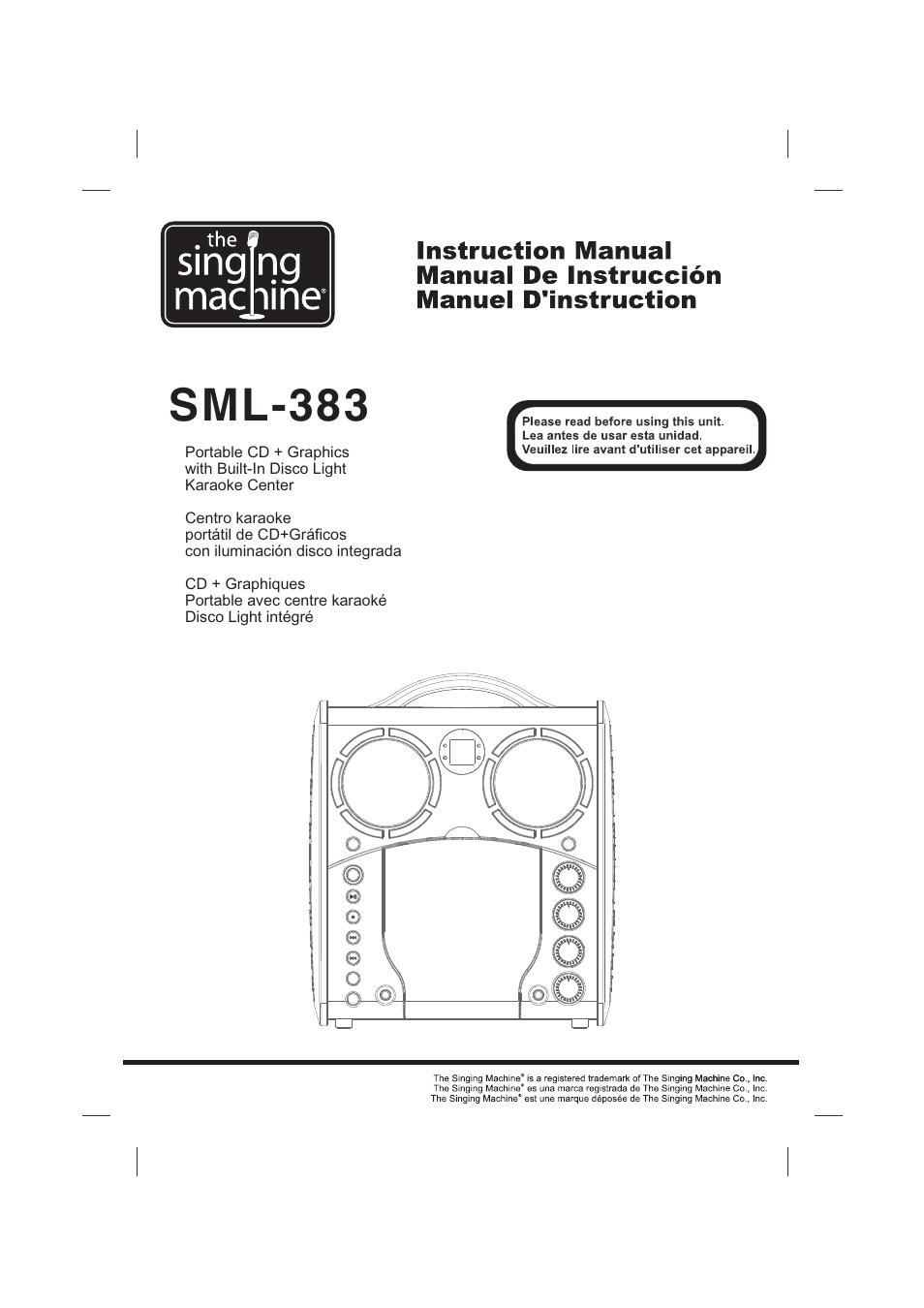 Singing Machine SML383 User Manual | 44 pages