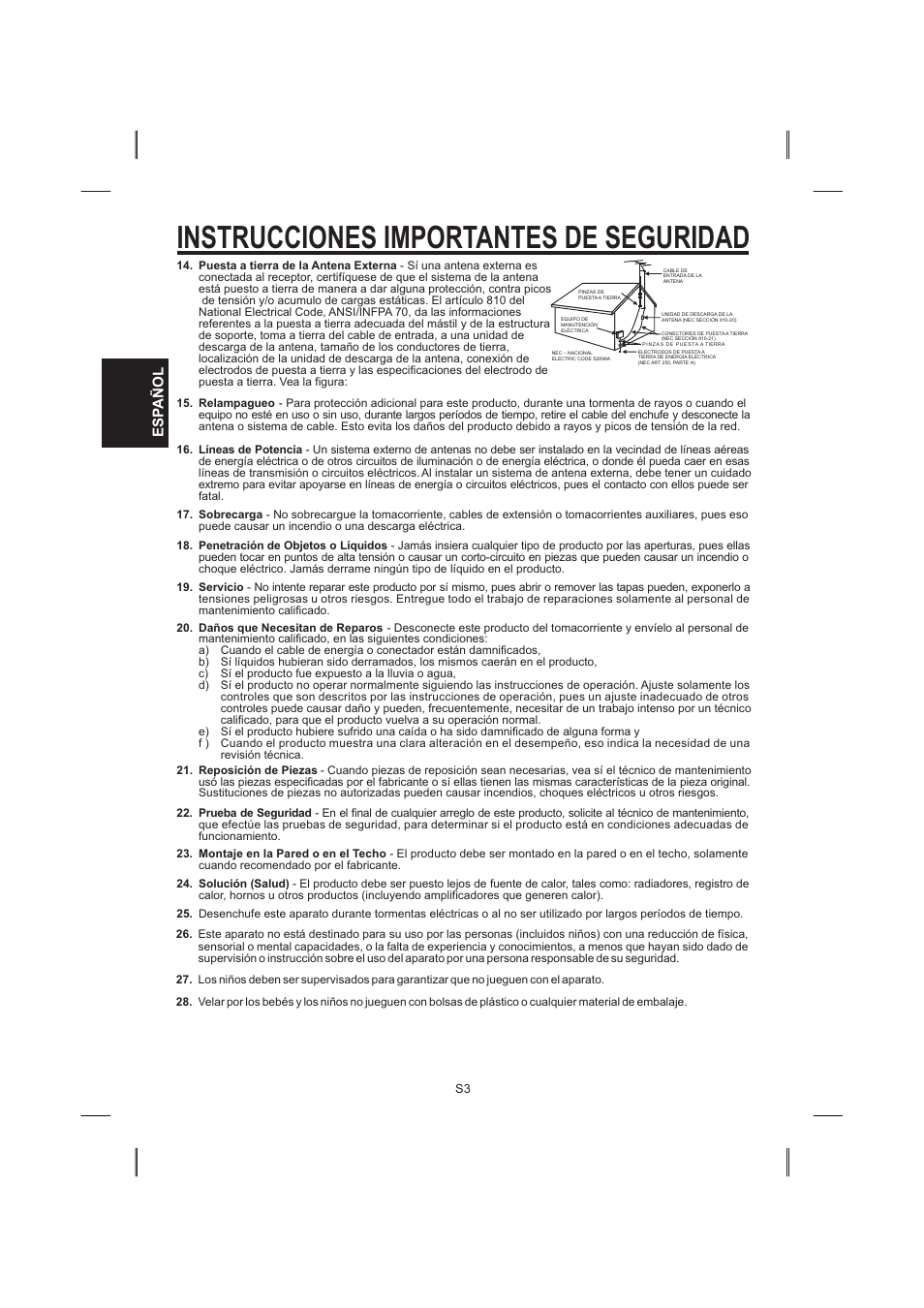 頁面 18, Instrucciones importantes de seguridad, Esp añol | Singing Machine SML383 User Manual | Page 18 / 44