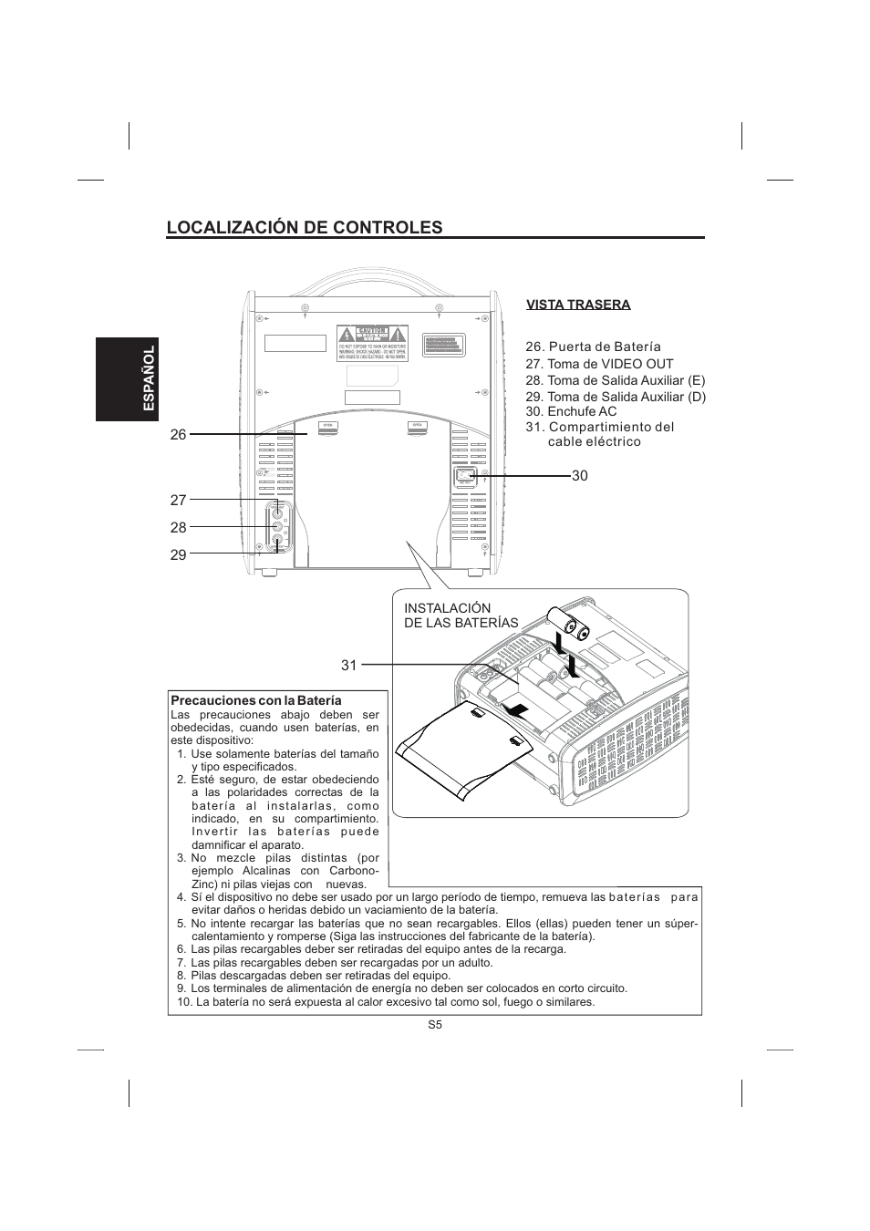 頁面 20, Localización de controles | Singing Machine SML383 User Manual | Page 20 / 44