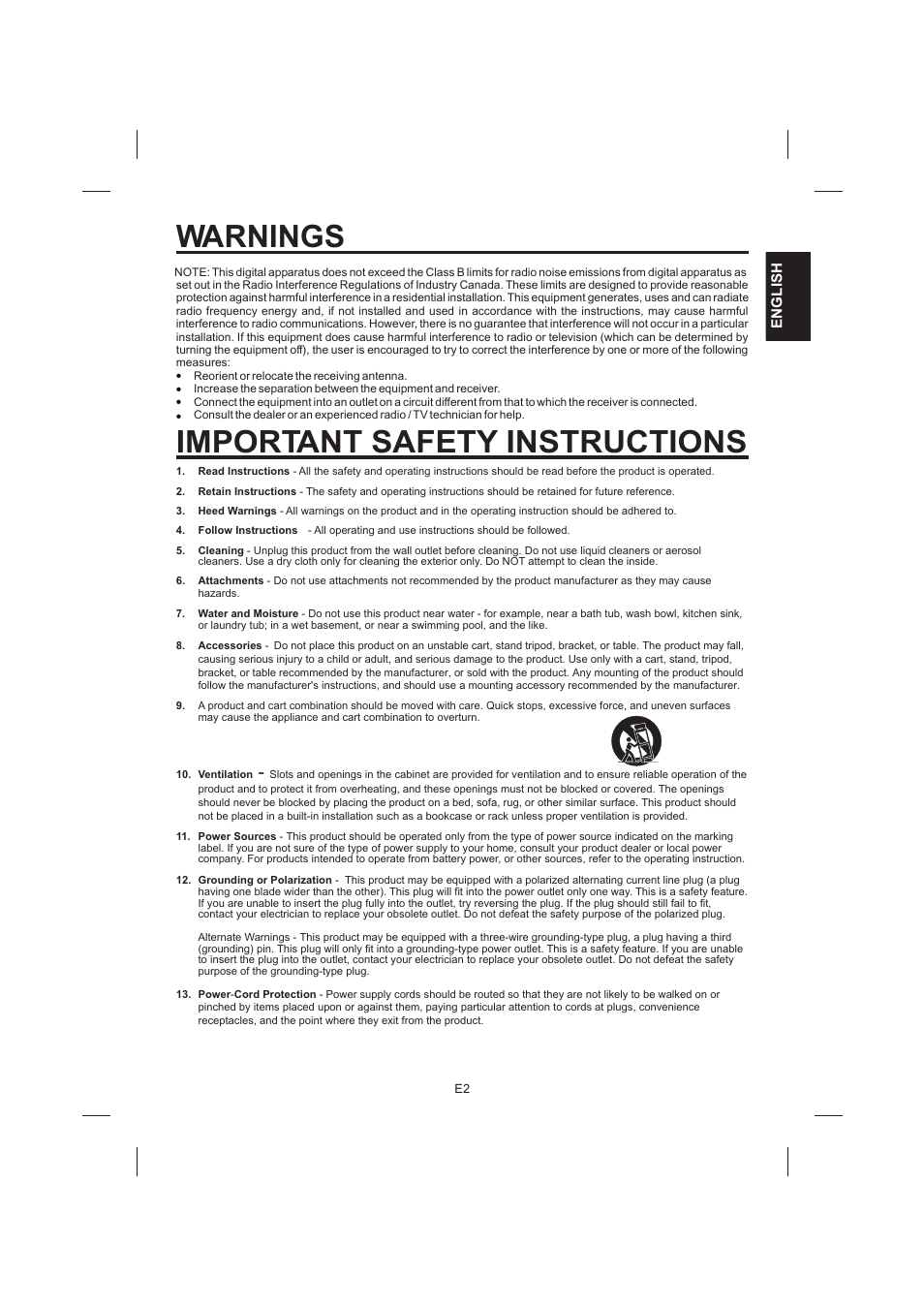 頁面 3, Warnings, Important safety instructions | Singing Machine SML383 User Manual | Page 3 / 44