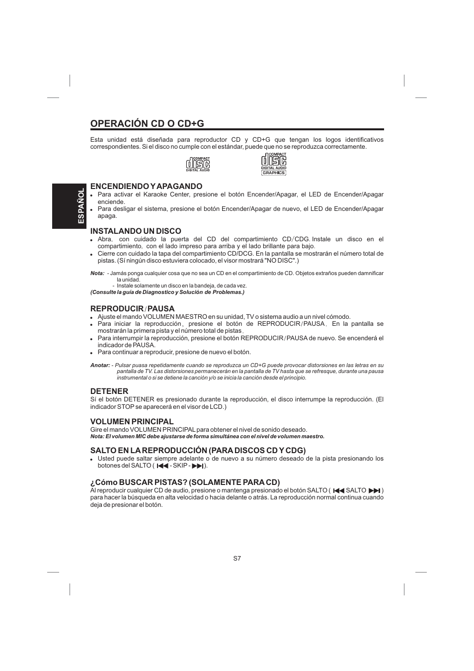 Operación cd o cd+g | Singing Machine STVG359 User Manual | Page 20 / 40