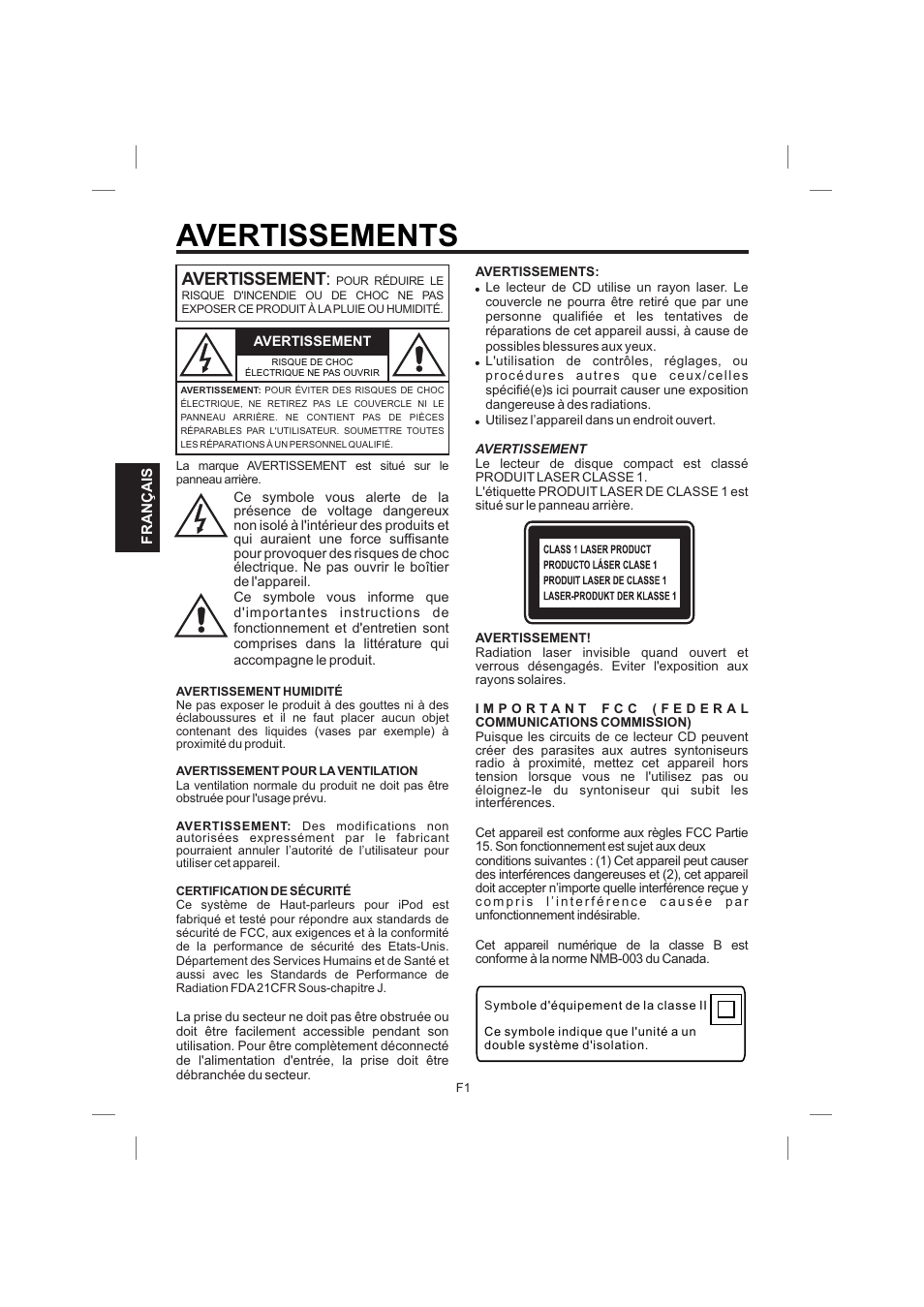 Avertissements, Avertissement | Singing Machine STVG359 User Manual | Page 26 / 40