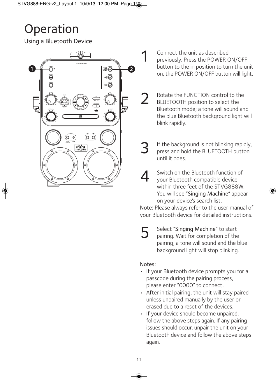 Operation | Singing Machine STVG888 User Manual | Page 12 / 24