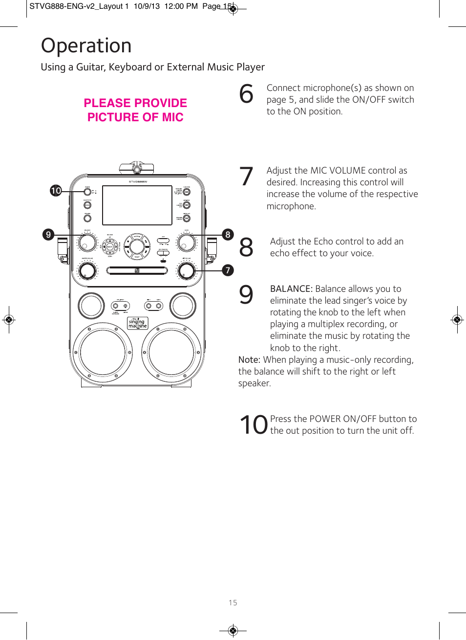 Operation | Singing Machine STVG888 User Manual | Page 16 / 24