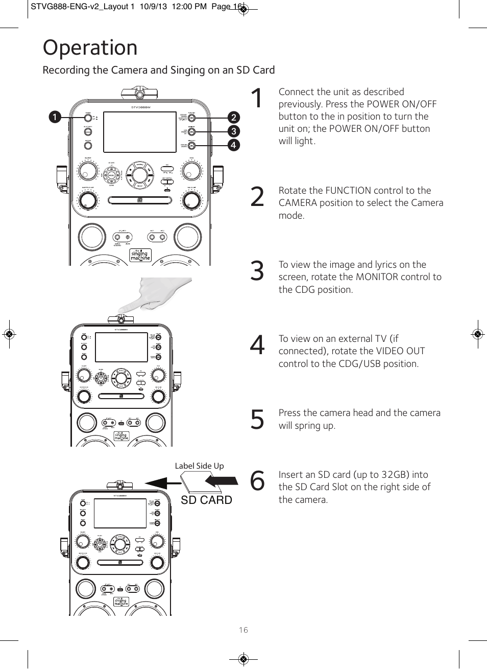 Operation | Singing Machine STVG888 User Manual | Page 17 / 24