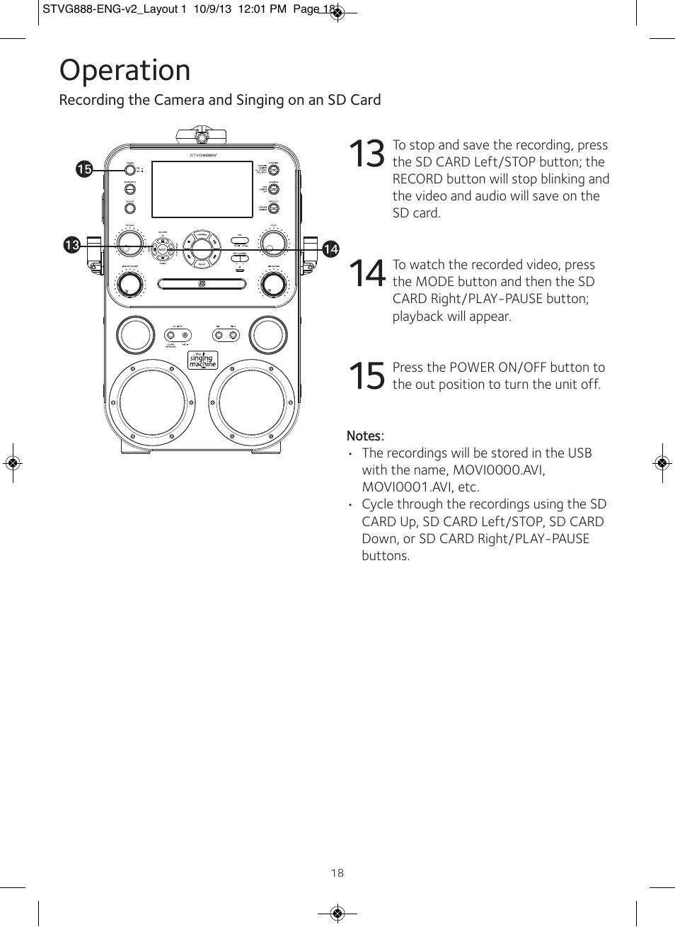 Operation | Singing Machine STVG888 User Manual | Page 19 / 24