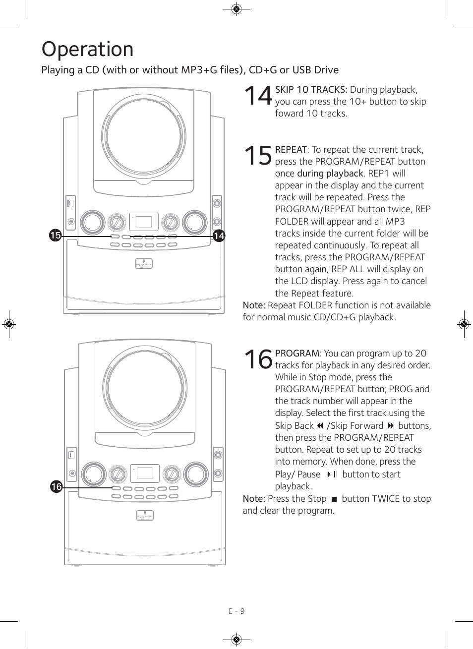 Operation | Singing Machine iSM990 User Manual | Page 10 / 40