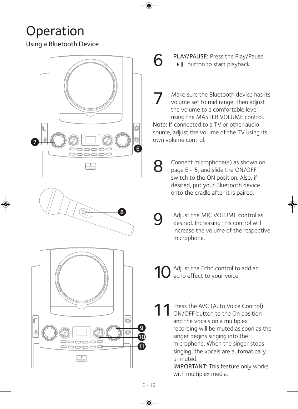 Operation | Singing Machine iSM990 User Manual | Page 13 / 40