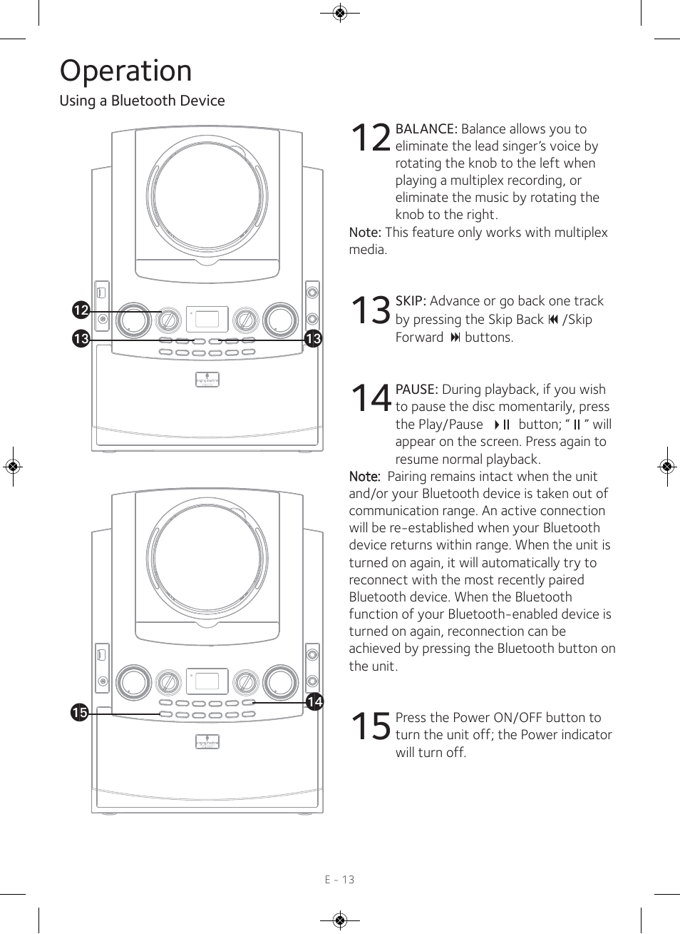 Operation | Singing Machine iSM990 User Manual | Page 14 / 40