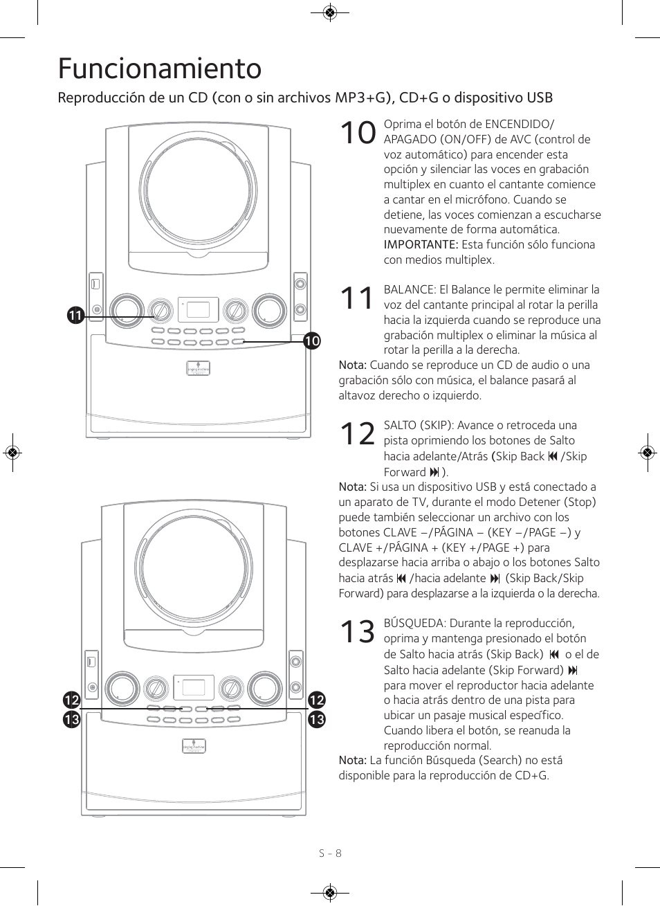 Funcionamiento | Singing Machine iSM990 User Manual | Page 28 / 40