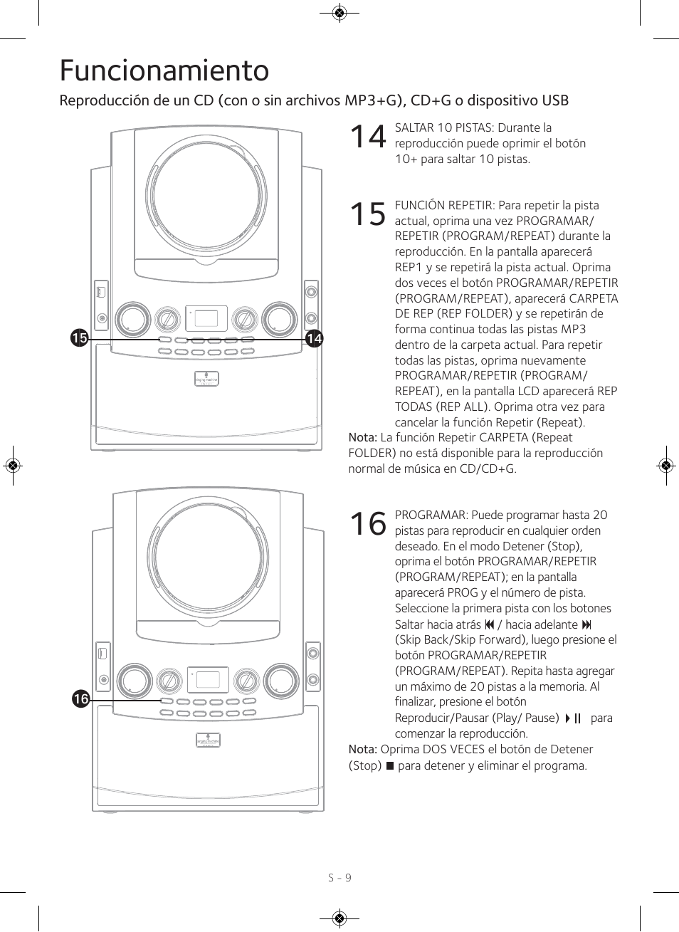 Funcionamiento | Singing Machine iSM990 User Manual | Page 29 / 40