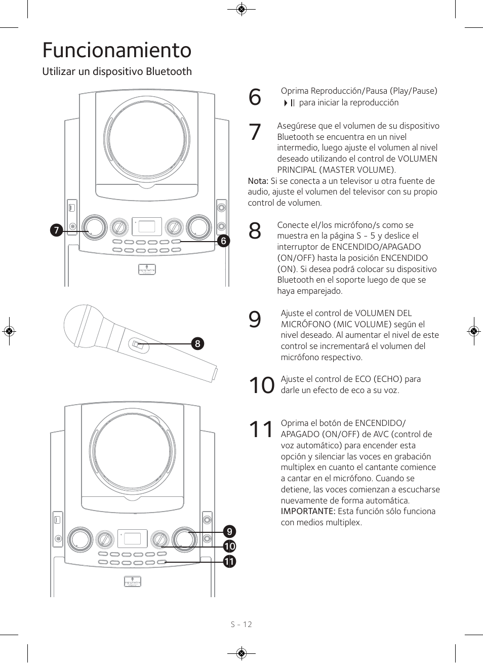 Funcionamiento | Singing Machine iSM990 User Manual | Page 32 / 40