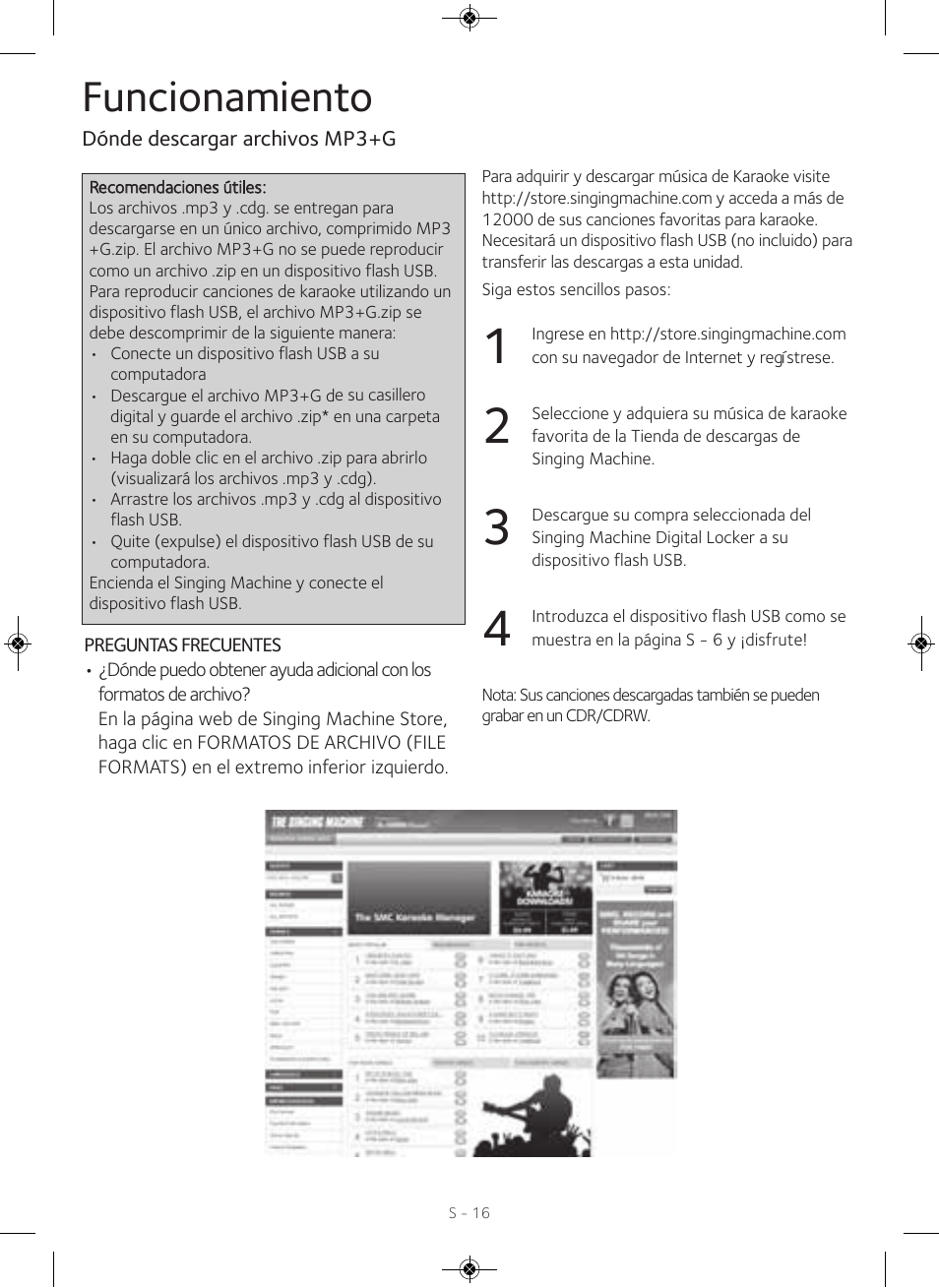 Funcionamiento | Singing Machine iSM990 User Manual | Page 36 / 40