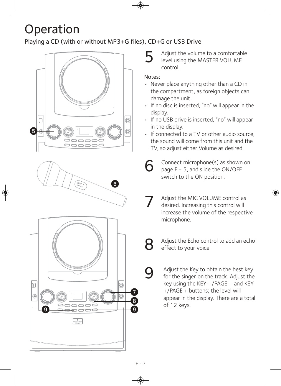 Operation | Singing Machine iSM990 User Manual | Page 8 / 40