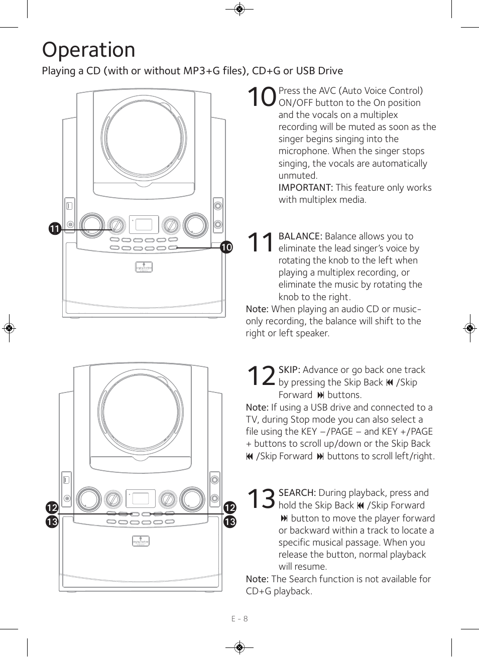 Operation | Singing Machine iSM990 User Manual | Page 9 / 40