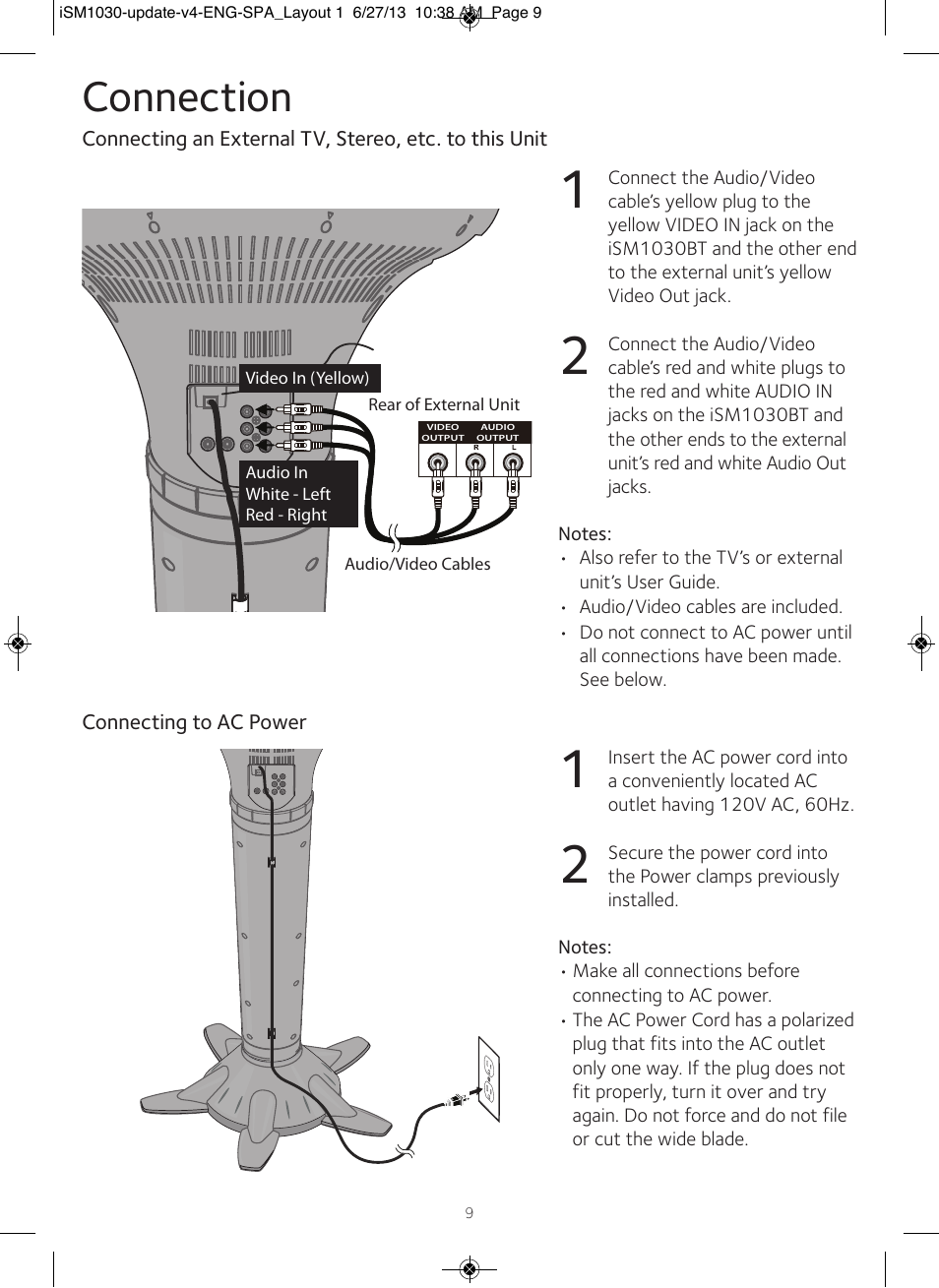 Connection | Singing Machine iSM1030 User Manual | Page 10 / 60