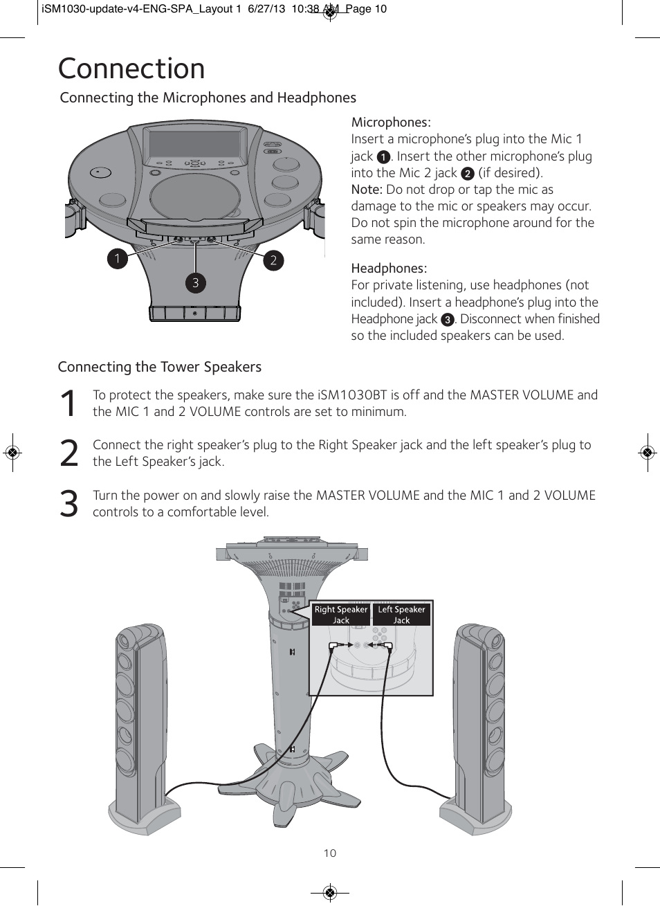 Connection | Singing Machine iSM1030 User Manual | Page 11 / 60