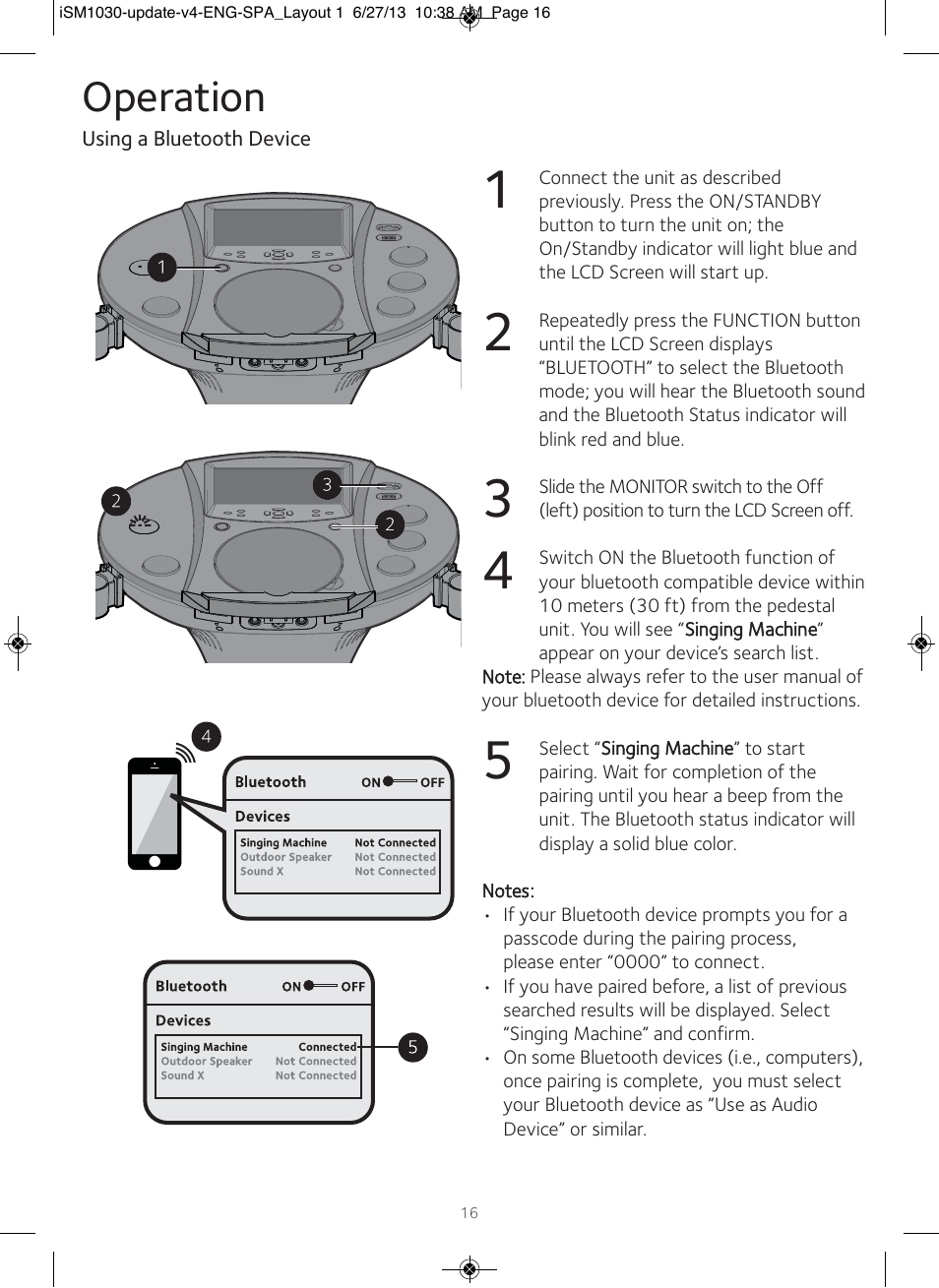 Operation | Singing Machine iSM1030 User Manual | Page 17 / 60