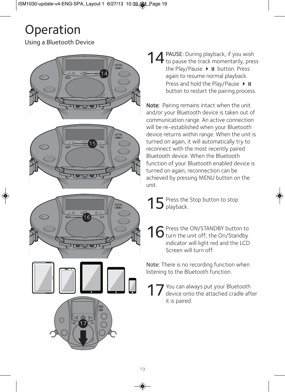 Operation | Singing Machine iSM1030 User Manual | Page 20 / 60