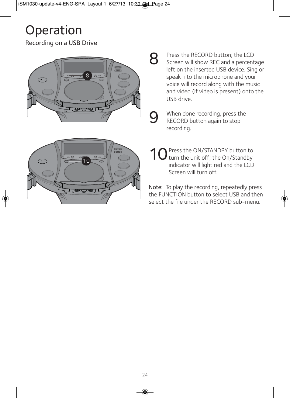 Operation | Singing Machine iSM1030 User Manual | Page 25 / 60