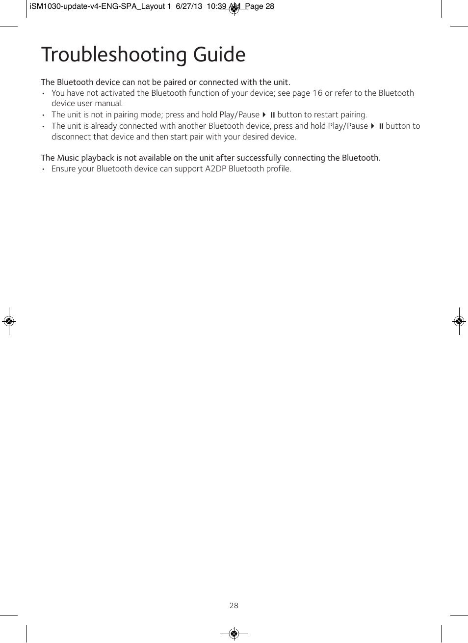 Troubleshooting guide | Singing Machine iSM1030 User Manual | Page 29 / 60