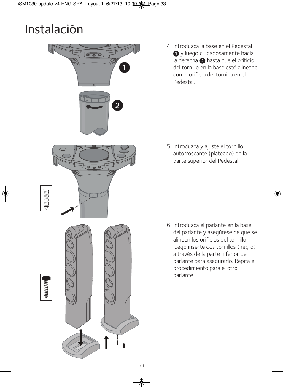 Instalación | Singing Machine iSM1030 User Manual | Page 34 / 60