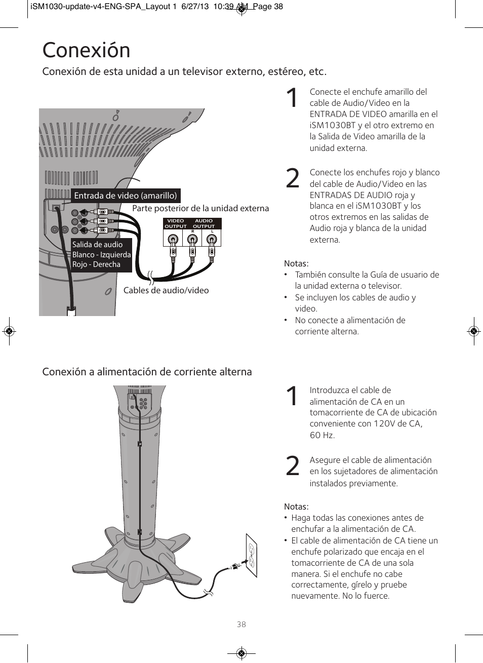 Conexión | Singing Machine iSM1030 User Manual | Page 39 / 60