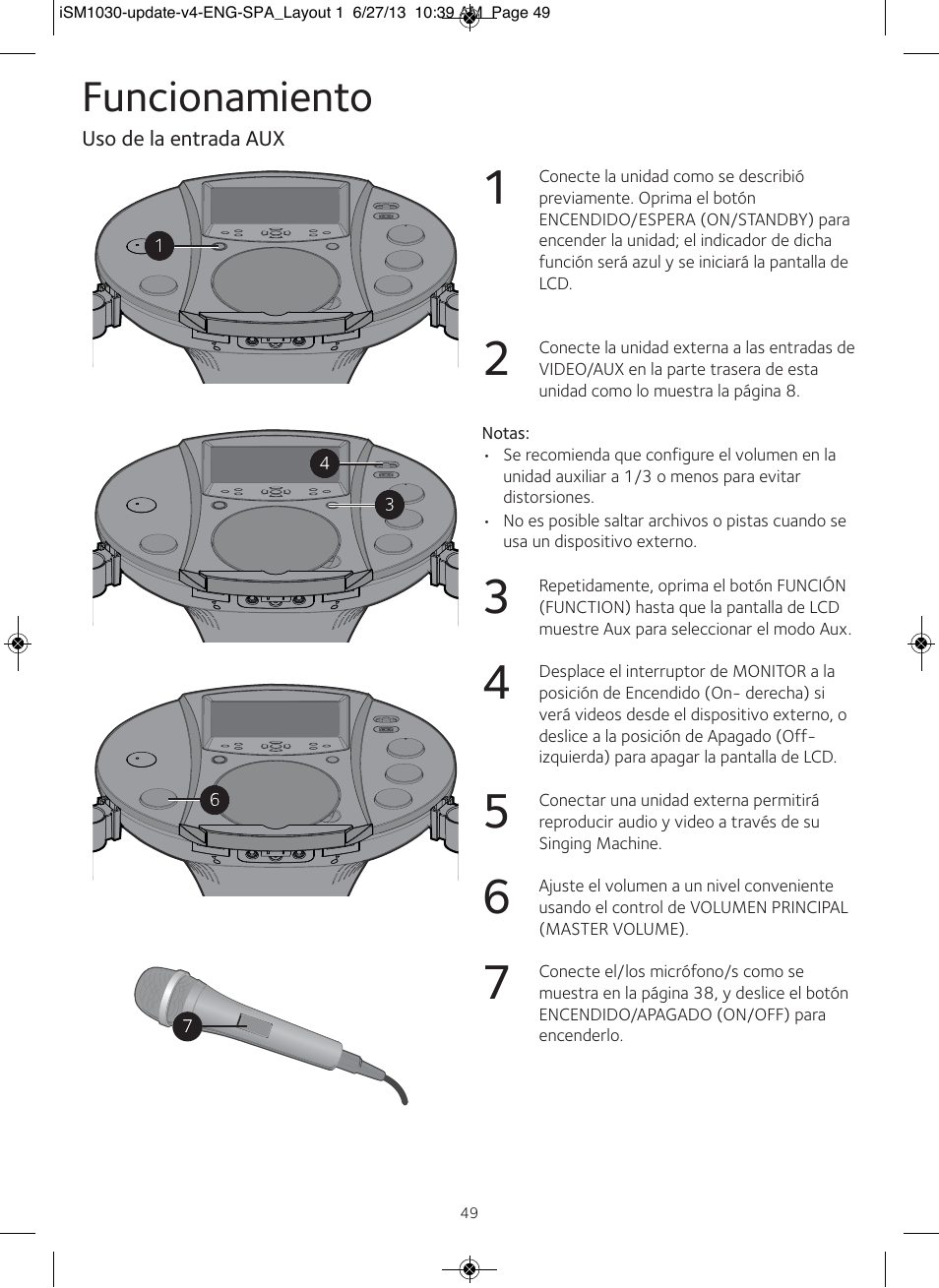 Funcionamiento | Singing Machine iSM1030 User Manual | Page 50 / 60