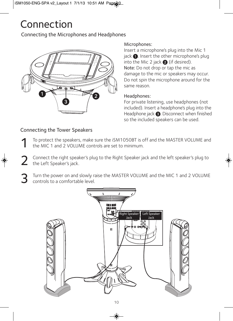 Connection | Singing Machine iSM1050 User Manual | Page 11 / 58