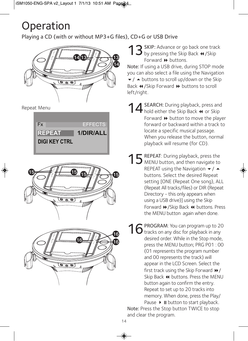 Operation | Singing Machine iSM1050 User Manual | Page 15 / 58