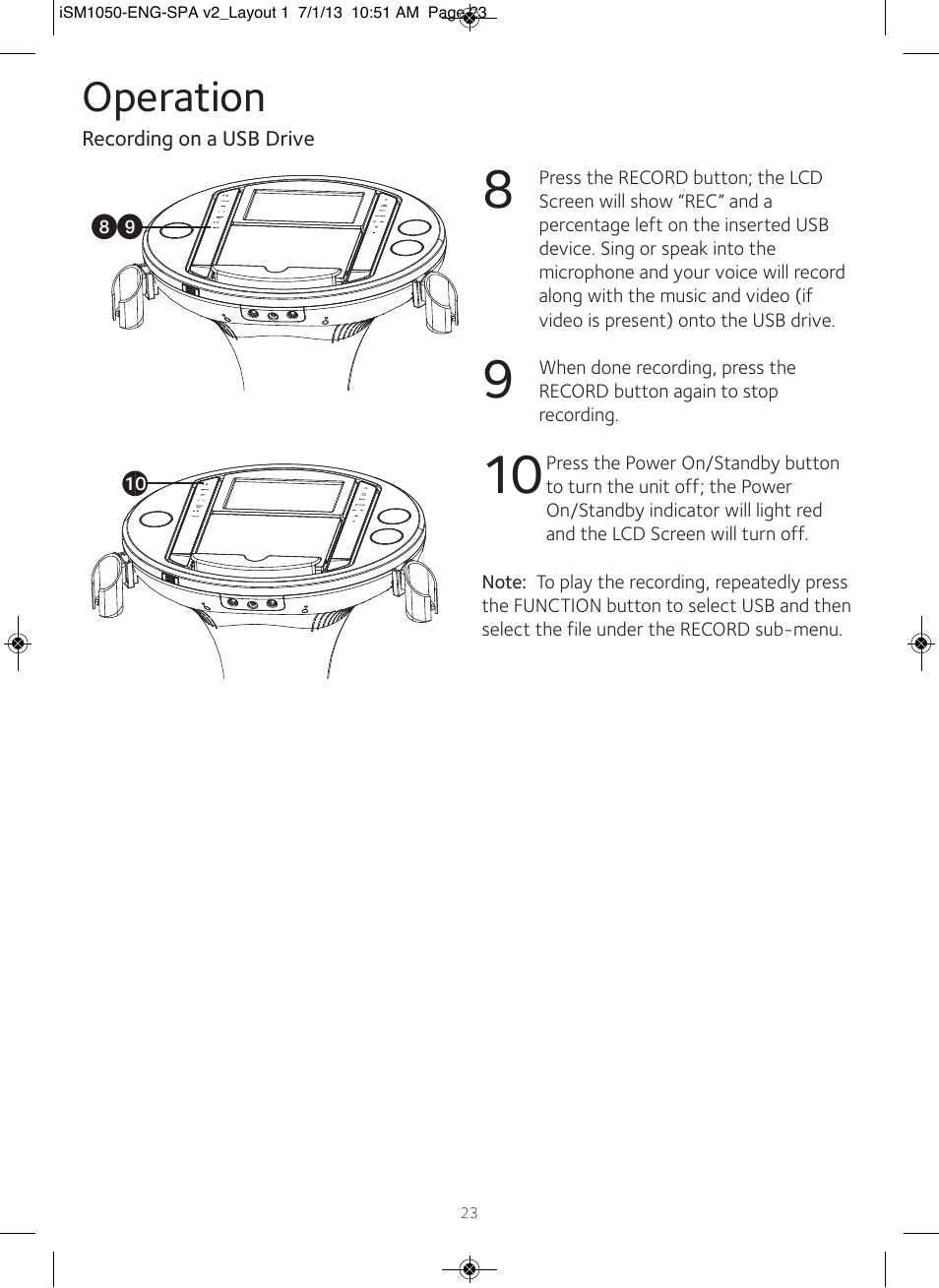 Operation | Singing Machine iSM1050 User Manual | Page 24 / 58