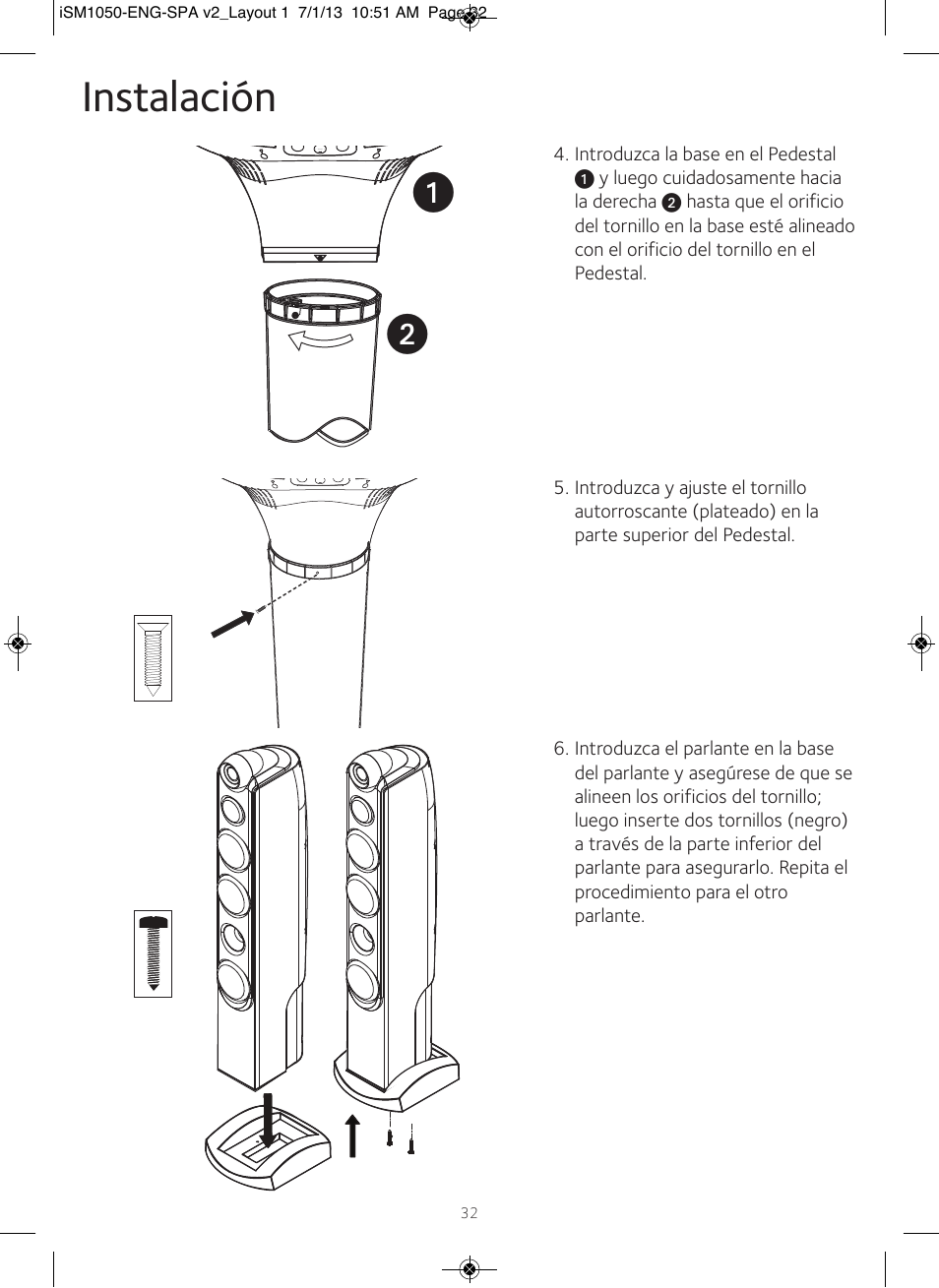 Instalación | Singing Machine iSM1050 User Manual | Page 33 / 58